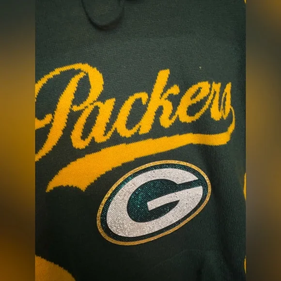 NFL Green Bay Packers hooded sweater MEDIUM with sparkle logo and arm stripe - Picture 5 of 5